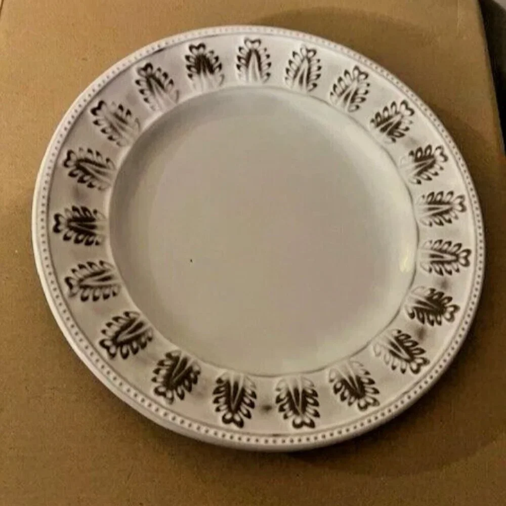 New S/4 Pottery Barn Rustic White Small Plates Mix + Match | 8